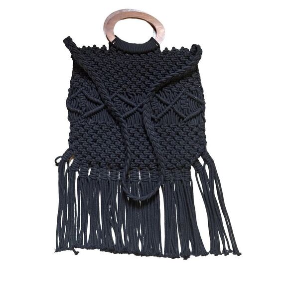 Danielle Nicole Handbags - DANIELLE NICOLE Women's Hippie Bohemian Macrame Fringe Crossbody Bag Black